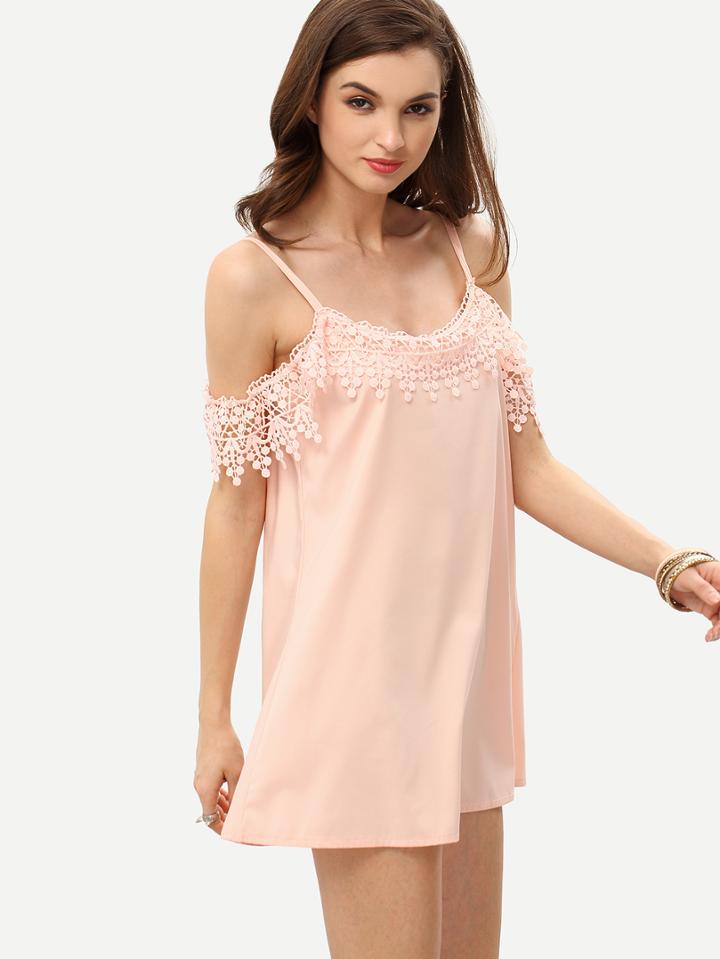 Shein Cold Shoulder Lace Trimmed Dress