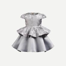 Shein Girls Jacquard Peplum Dress