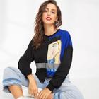 Shein Graphic Print Asymmetrical Hem Sweatshirt