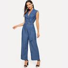 Shein Notched Collar Belted Wrap Jumpsuit
