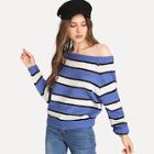 Shein Off Shoulder Striped Jumper