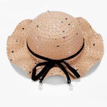 Shein Girls Faux Pearl Detail Straw Hat