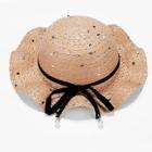 Shein Girls Faux Pearl Detail Straw Hat