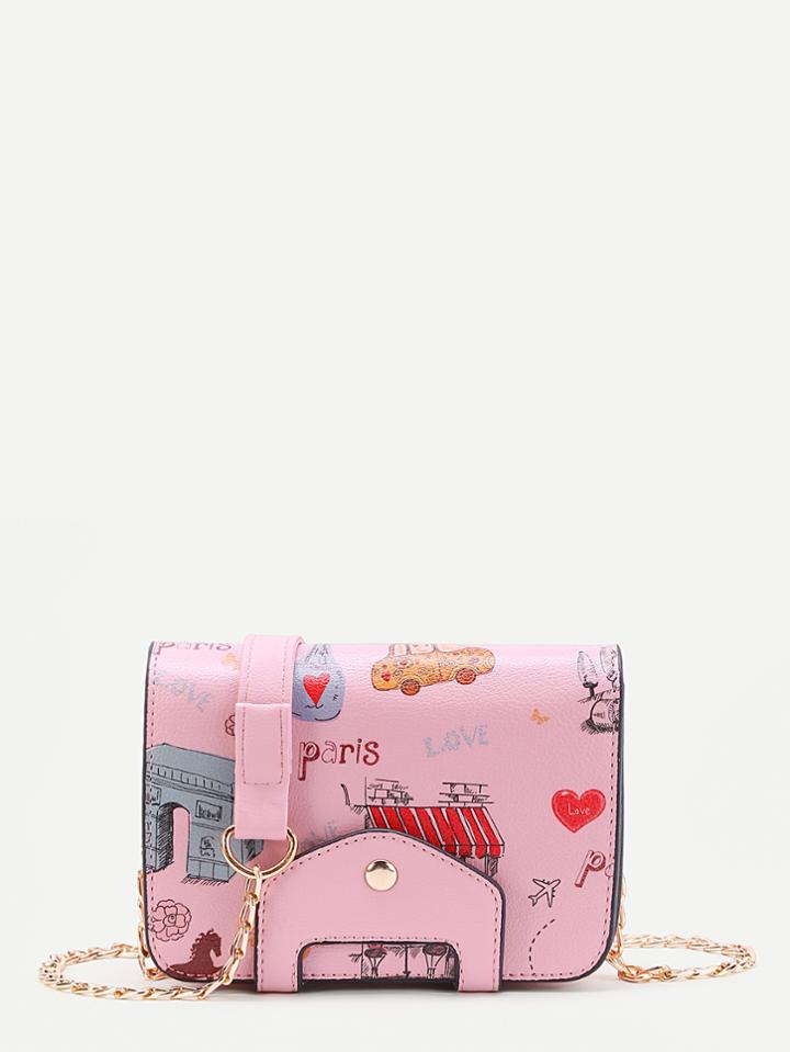 Shein Cartoon Print Pu Chain Bag