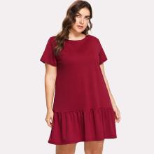 Shein Plus Ruffle Hem Solid Dress