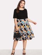 Shein Abstract Print Combo Dress