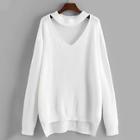 Shein Plus V Cut Neck Step Hem Sweater