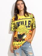 Shein Yellow Letters Print T-shirt
