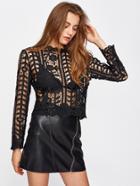 Shein Hollow Out Crochet Lace Blouse