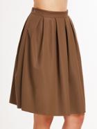 Shein Khaki Faux Leather Pleated Skirt