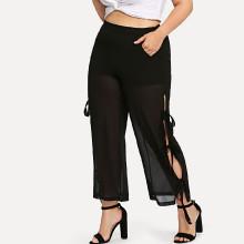 Shein Plus Split Knot Side Pants