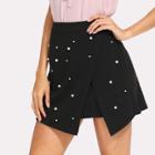 Shein Pearl Detail Slit Hem Skirt