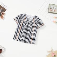 Shein Girls V-cut Striped Blouse
