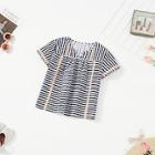 Shein Girls V-cut Striped Blouse