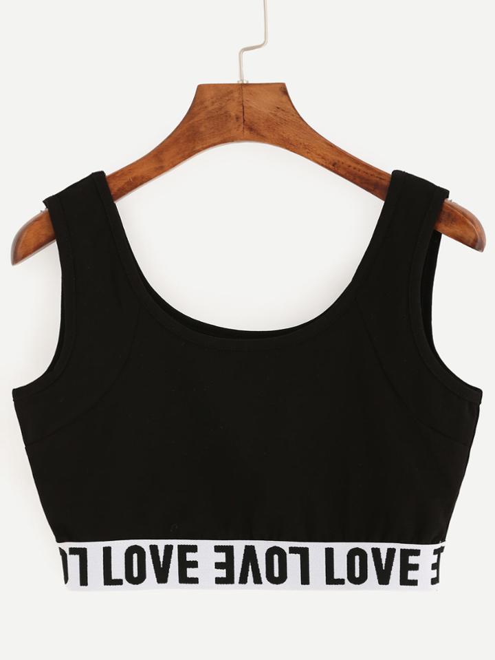 Shein Letters Tape Detail Crop Tank Top