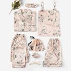 Shein 7pcs Floral Print Satin Cami Pj Set With Shirt