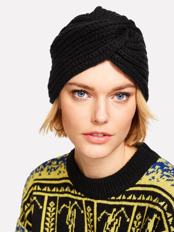 Shein Ribbed Knit Twist Hat