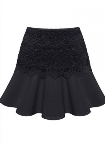 Rosewe All Matched Solid Black A Line Pattern Black Skirt