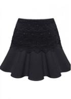 Rosewe All Matched Solid Black A Line Pattern Black Skirt