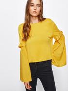 Shein Frilled Fluted Sleeve Mixed Media Tee