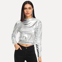 Shein Metallic Crop Sweatshirt