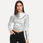Shein Metallic Crop Sweatshirt