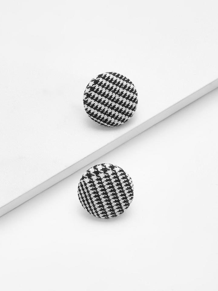 Shein Houndstooth Design Stud Earrings