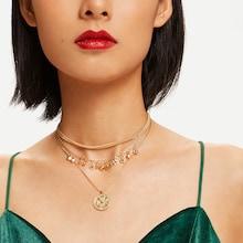 Shein Round Pendant Layered Chain Choker