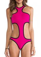 Rosewe Hollow Design Solid Red Summer Monokini