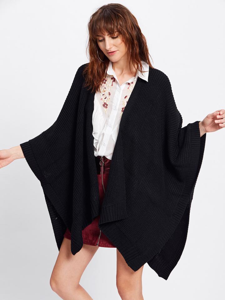 Shein Open Front Asymmetrical Cape Sweater