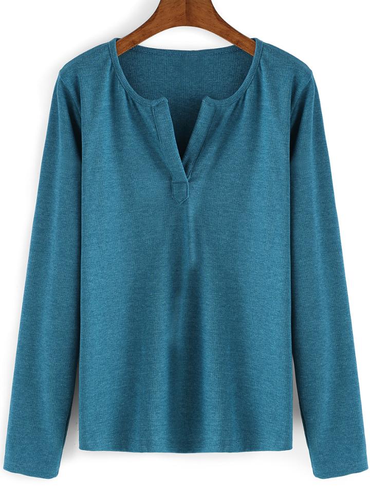 Shein Blue Long Sleeve Loose Casual Knitwear