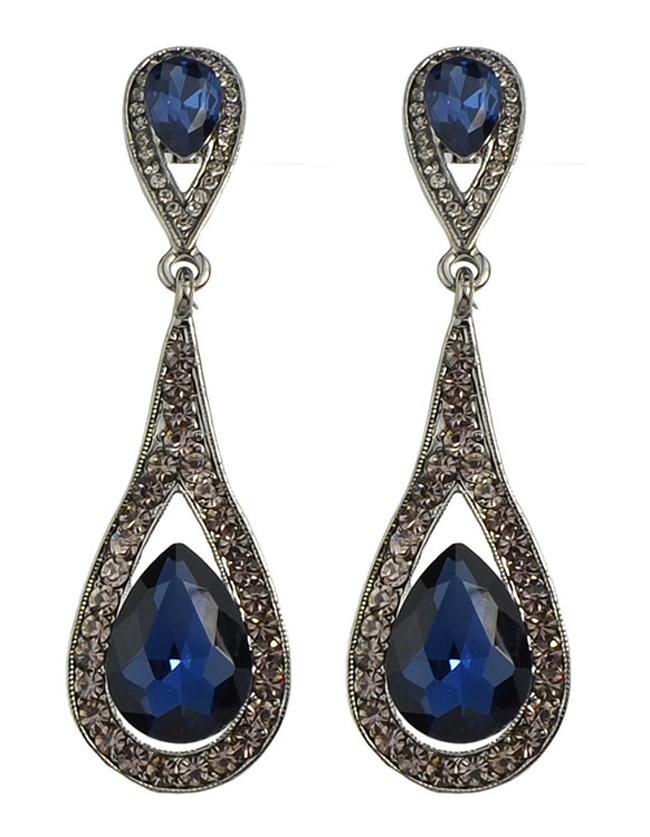 Shein Blue Elegant Long Drop Earrings