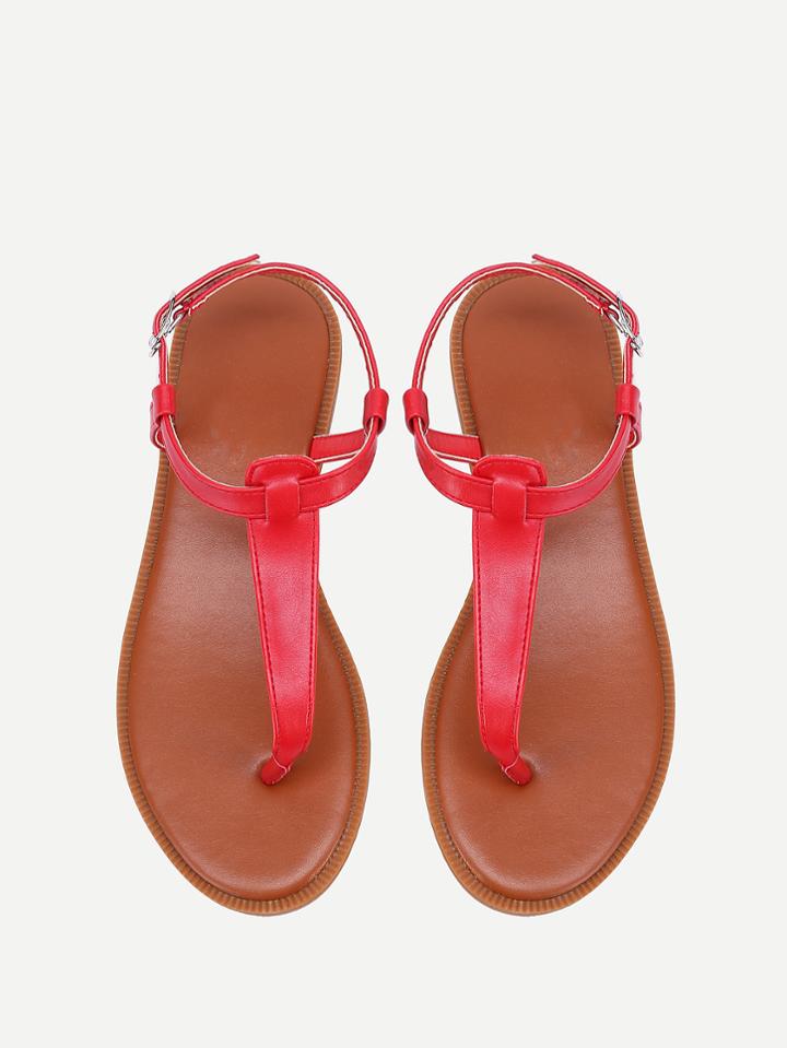 Shein Toe Post Pu Flat Sandals
