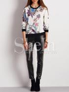 Shein Tribal Print Color Block Trims Sweatshirt