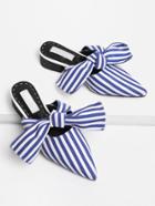 Shein Bow Tie Striped Print Heeled Slippers