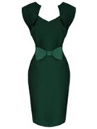 Shein Green Sleeveless Bow Embellished Slim Dress