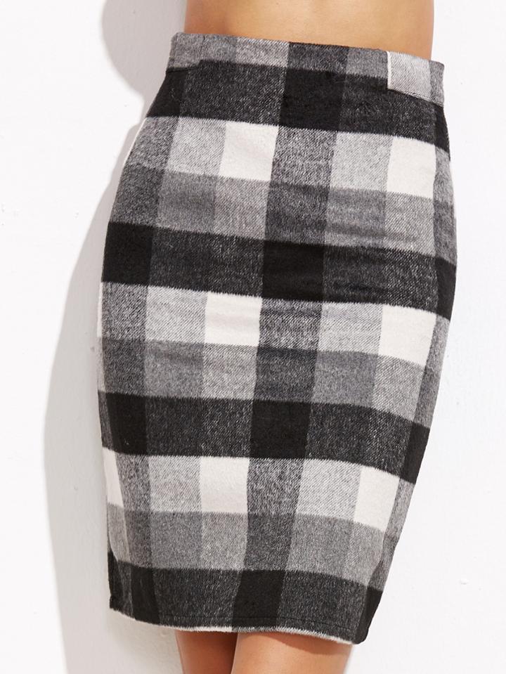 Shein Check Plaid Zipper Back Skirt