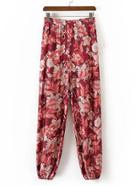 Shein Elastic Waist Floral Print Pants