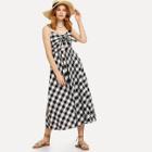 Shein Knot Front Fit & Flared Plaid Cami Dress