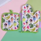 Shein Fruit & Tropical Print Oven Glove 1pc & 1pc Pad