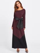 Shein Two Tone Self Belted Dress