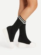Shein Striped Detail Platform Wedge Boots