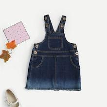 Shein Toddler Girls Contrast Ombre Raw Hem Denim Pinafore Dress