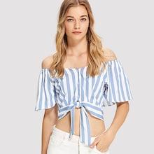 Shein Off Shoulder Striped Blouse
