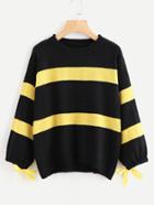 Shein Ribbon Tie Wide Striped Jumper