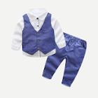 Shein Toddler Boys Long Sleeve Shirt & Polka Dot Pants & Vest