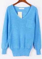 Rosewe All Matched Blue Long Sleeve Knitting Wool Sweaters
