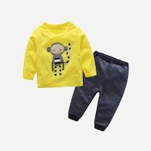 Shein Toddler Boys Monkey Pattern Top With Pants