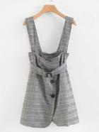 Shein Glen Plaid Pinafore Dress With Belt