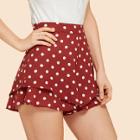 Shein Dot Print Ruffle Hem Shorts